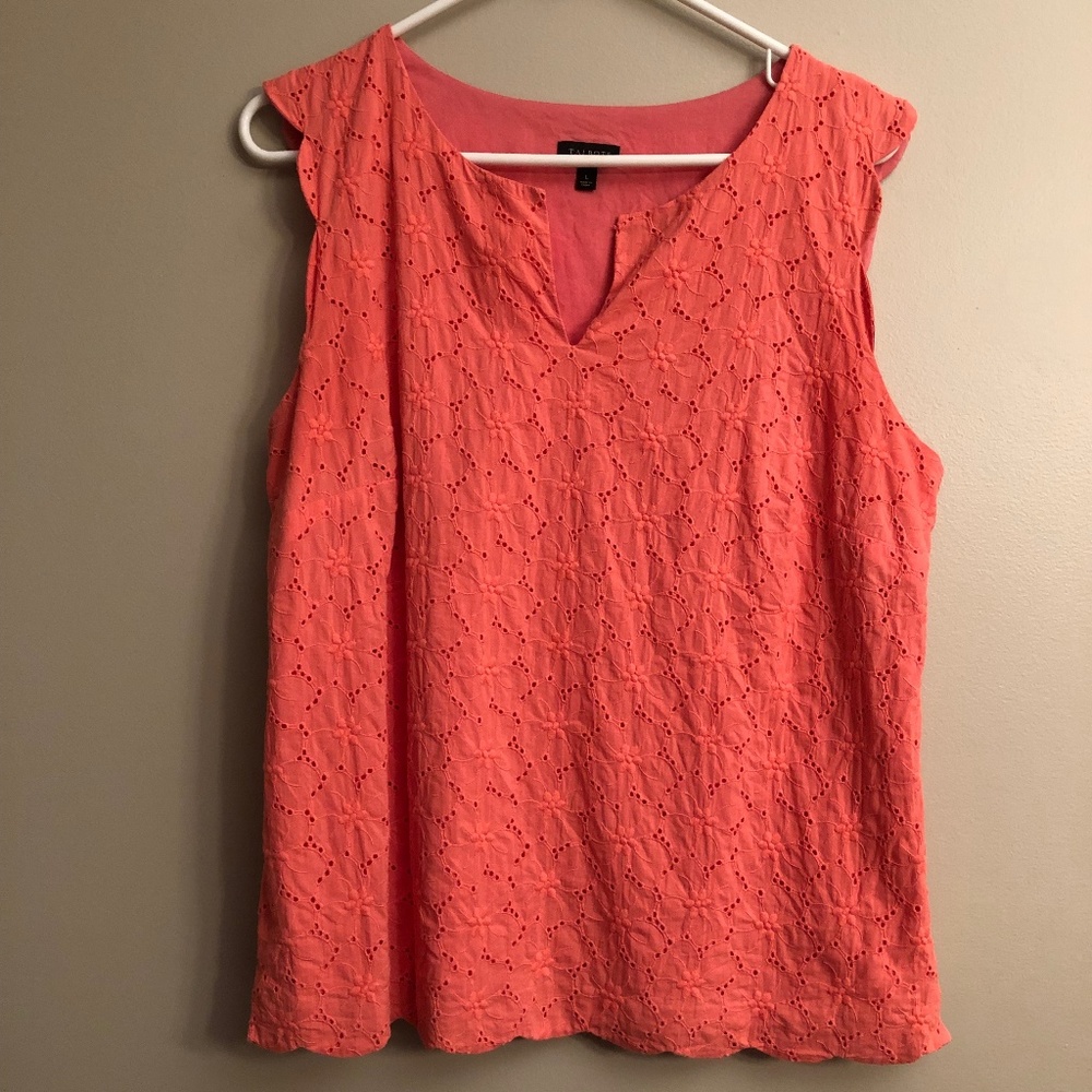 Pink Eyelet top with Scallop Hems